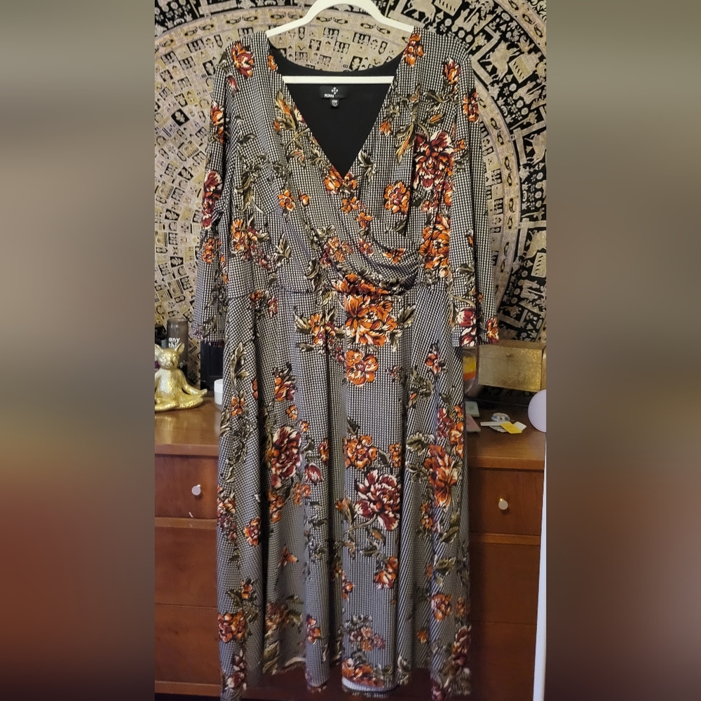 Ronni Nichole Floral Patterned Faux Wrap Dress Plus Size